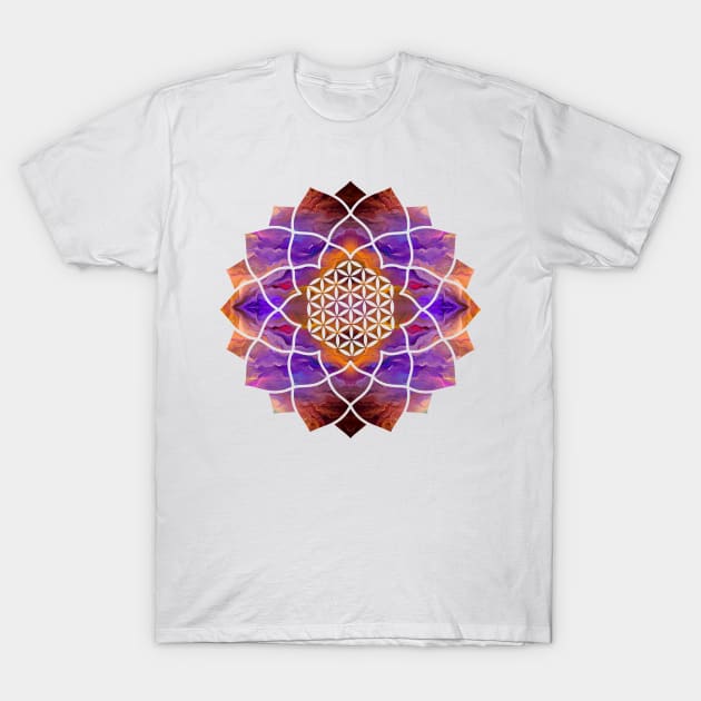 Flower of Life in Lotus - Painted texture T-Shirt by Nartissima